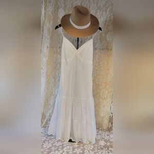 GAP White Midi Dress with Eyelet Hem